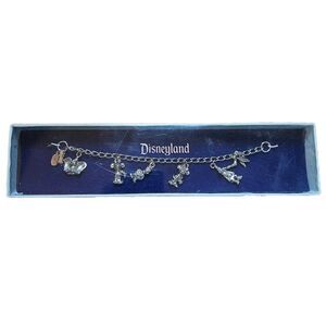 Disneyland Metal Charm Braclet With Multiple Disney Character Charms New In Box